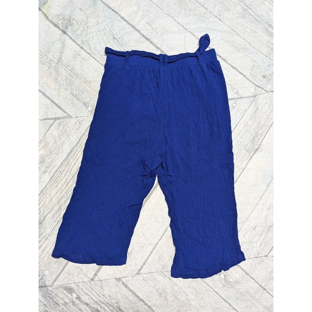 Y2K Wide Leg Palazzo Crop Pull-On Gauze Tie-Front‎ Pants Torrid 0x Cobalt Blue